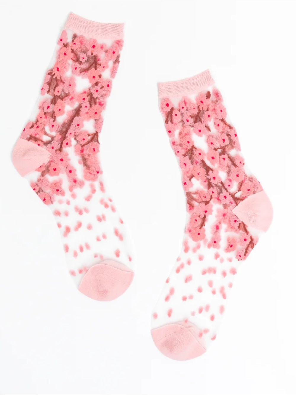 NWT Sock Candy Cherry Blossom Sheer Crew Sock
